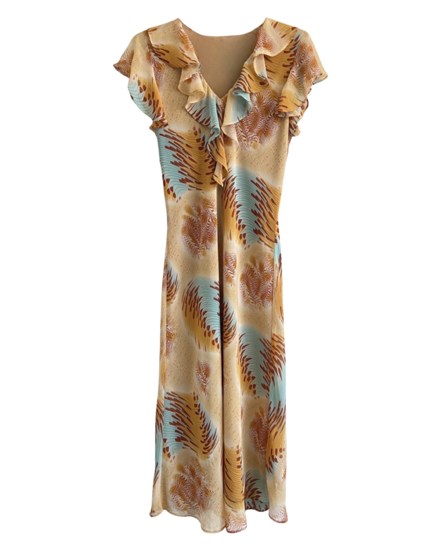 Y2K Abstract Printed Midi Dress (S-M)