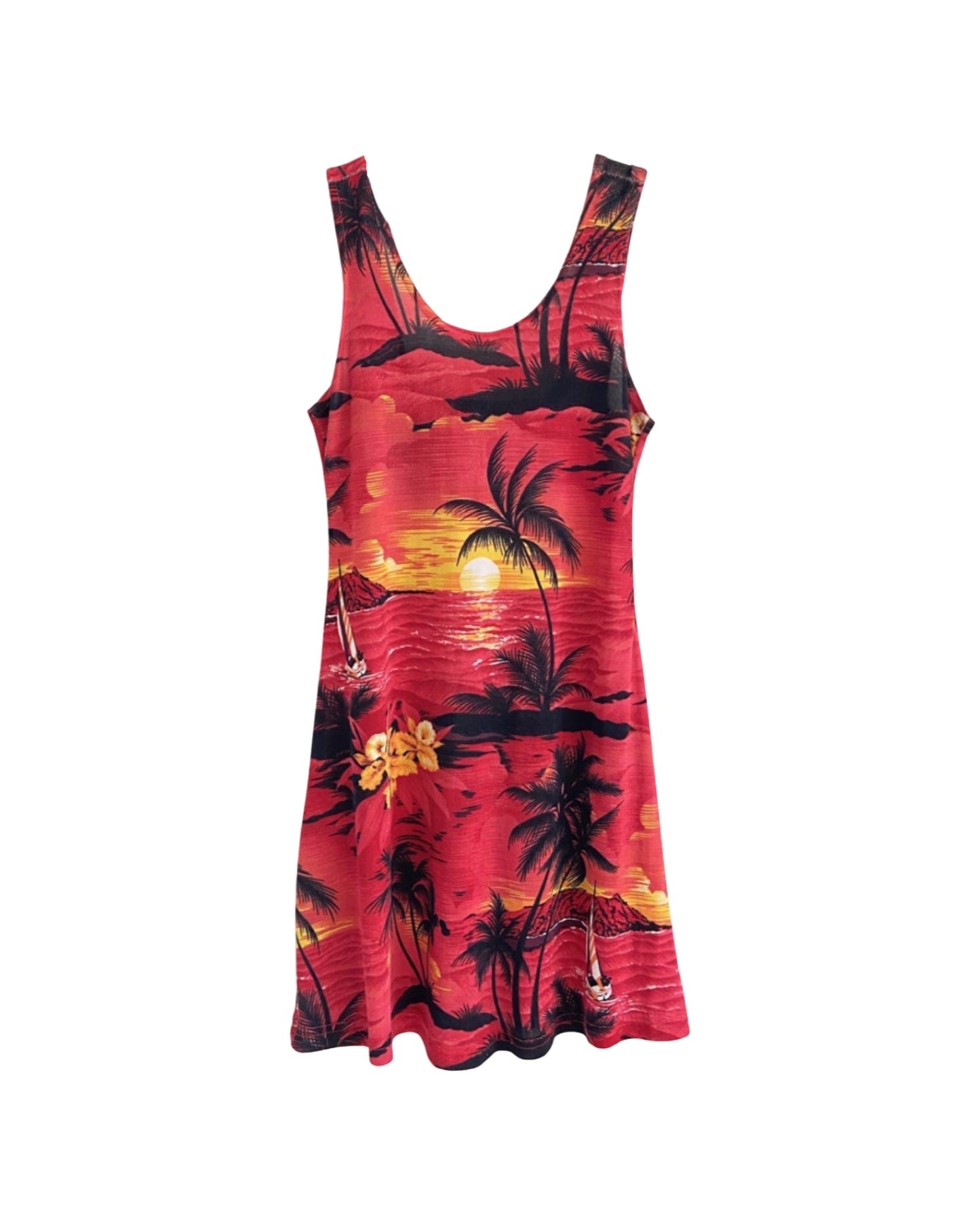 Y2K Red Sunset Mini Dress (S)