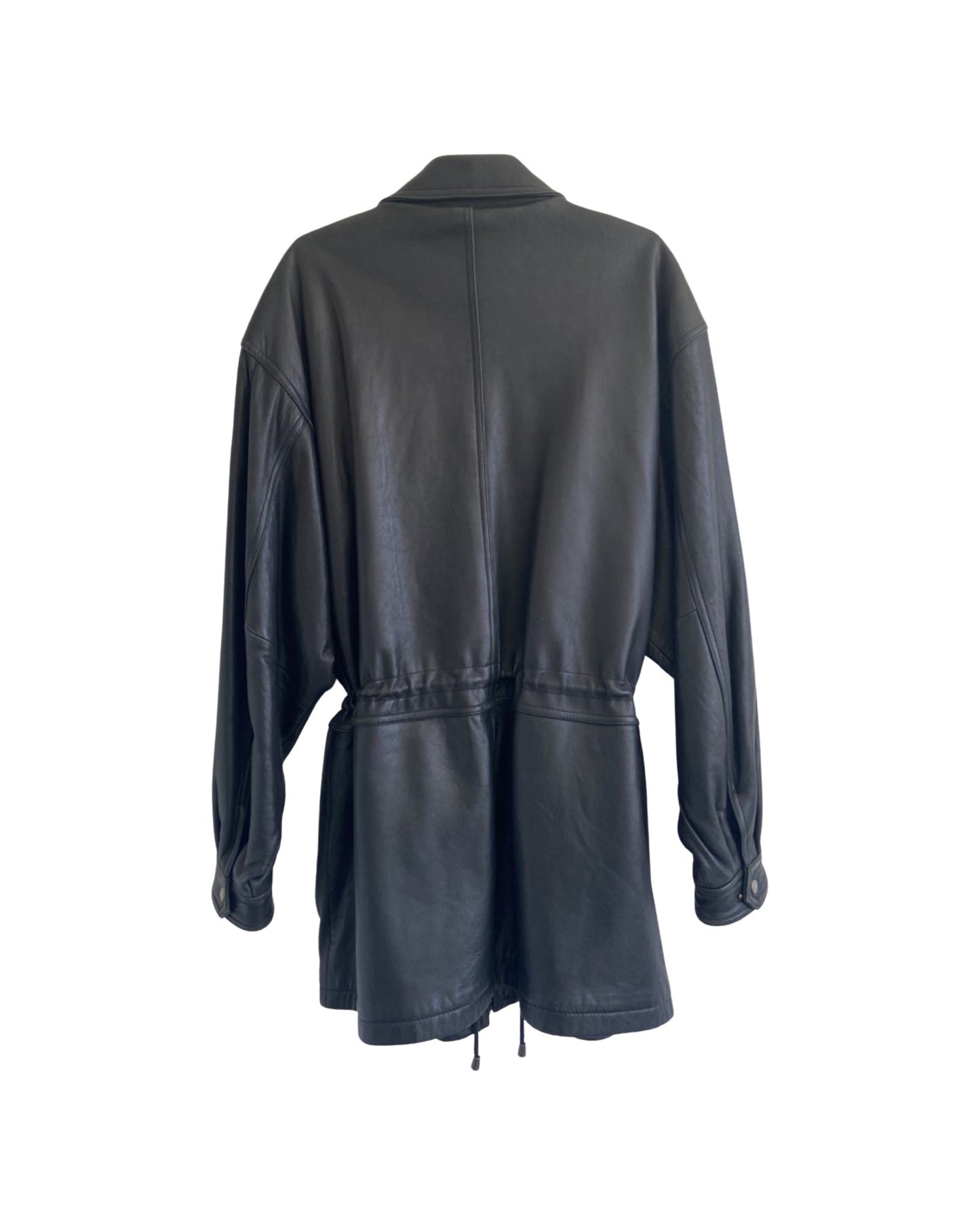 Drawstring Waist Leather Jacket (L)