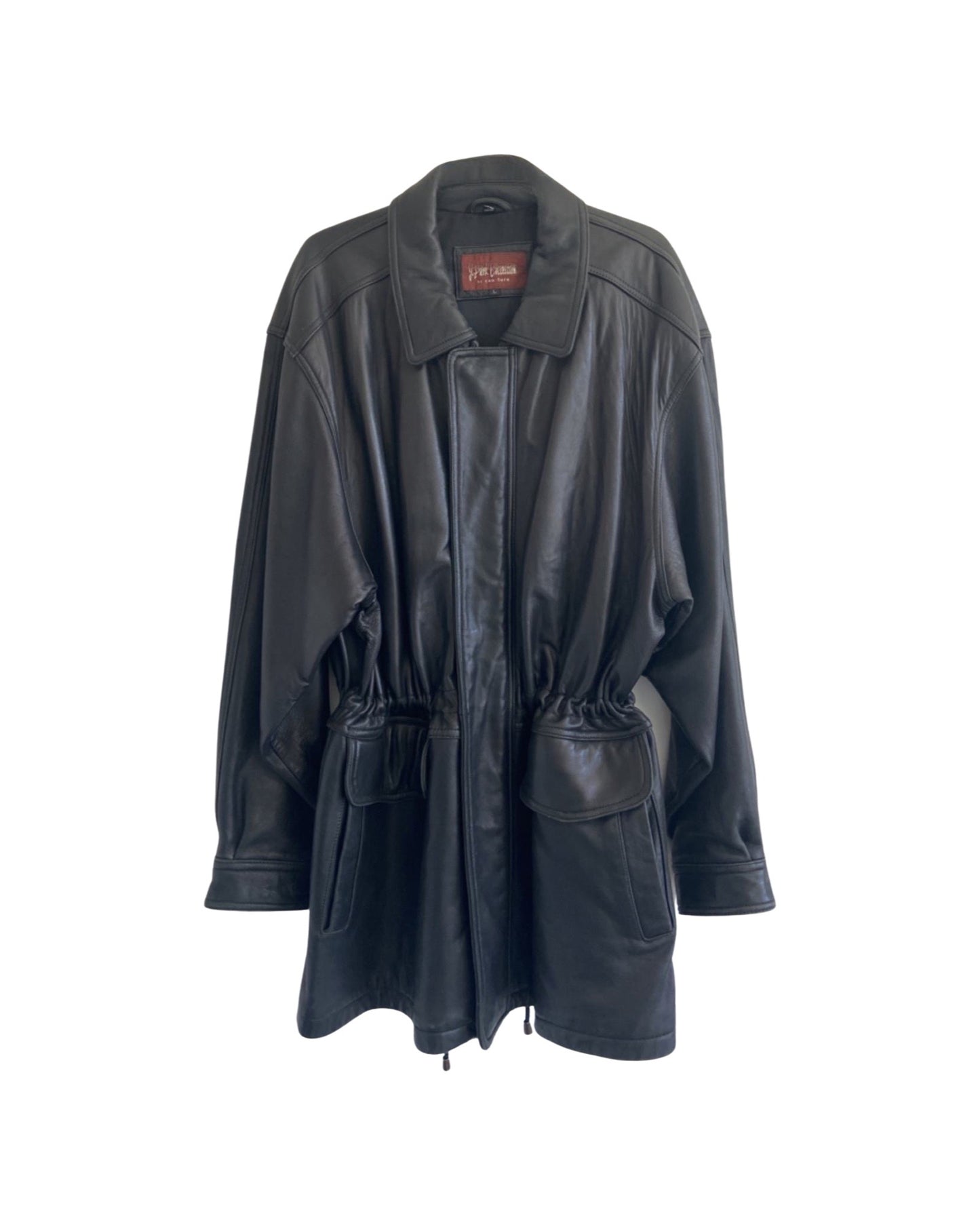 Drawstring Waist Leather Jacket (L)